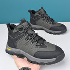 Men's Genuine Leather Work Boots - Lace-Up, Slip-Resistant, Wide Toe Box with Arch Support