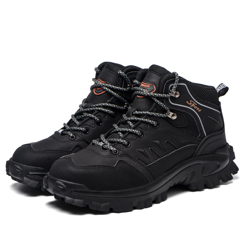 Men's Genuine Leather Work Boots - Lace-Up, Waterproof, Wide Toe Box with Arch Support for Safety, Casual & Outdoor