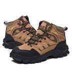 Men's Genuine Leather Work Boots - Lace-Up, Waterproof, Wide Toe Box with Arch Support for Safety, Casual & Outdoor