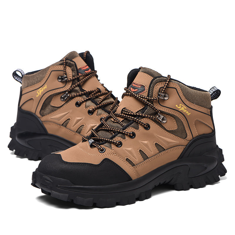 Men's Genuine Leather Work Boots - Lace-Up, Waterproof, Wide Toe Box with Arch Support for Safety, Casual & Outdoor