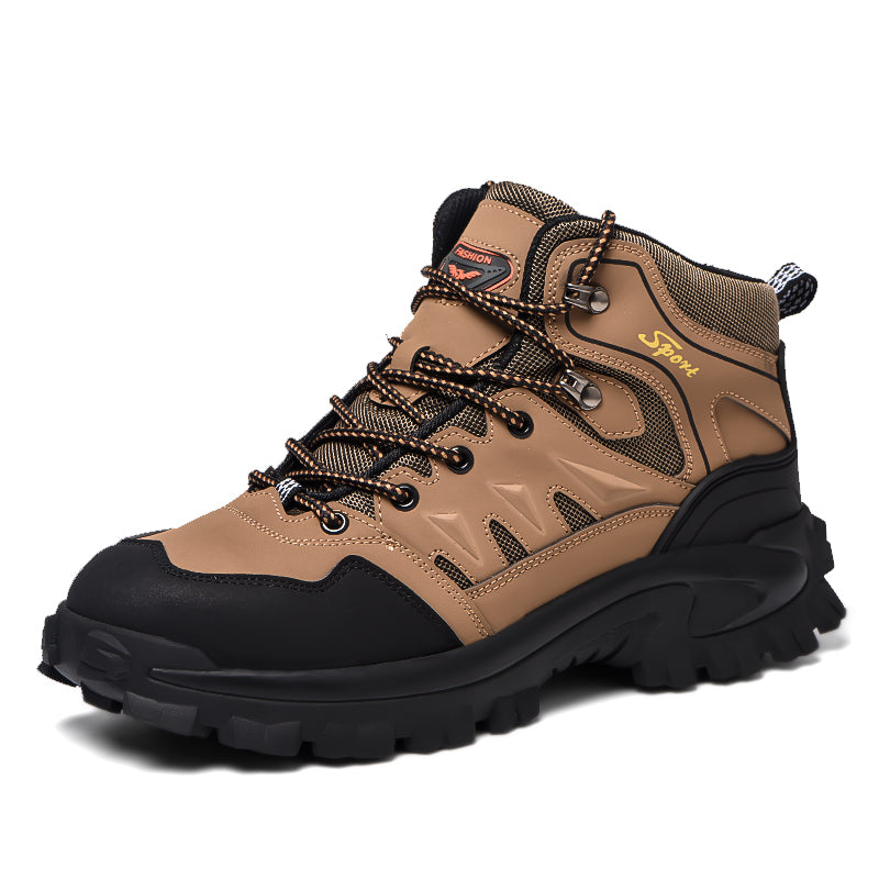 Men's Genuine Leather Work Boots - Lace-Up, Waterproof, Wide Toe Box with Arch Support for Safety, Casual & Outdoor