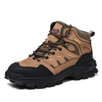 Men's Genuine Leather Work Boots - Lace-Up, Waterproof, Wide Toe Box with Arch Support for Safety, Casual & Outdoor