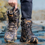 Men's Genuine Leather Work Boots - Lace-Up, Slip-Resistant, Wide Toe Box with Arch Support