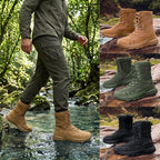 Men's Genuine Leather Work Boots - Lace-Up, Slip-Resistant, Wide Toe Box with Arch Support