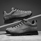 Men's Genuine Leather Hiking Sneakers- Lace-Up, Waterproof, Wide Toe Box with Arch Support