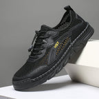 Men's Mesh Hiking Shoes - Slip-On, Breathable, Slip-Resistant, Wide Toe Box with Arch Support