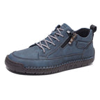 Men's Genuine Leather Casual Mid top shoes - Side Zipper, Waterproof, Wide Toe Box with Arch Support