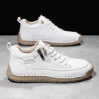 Men's Genuine Leather Casual Mid top shoes - Side Zipper, Waterproof, Wide Toe Box with Arch Support