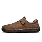 Men's Genuine Leather Walking Shoes - Slip-On, Waterproof, Wide Toe Box with Arch Support