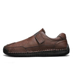 Men's Genuine Leather Walking Shoes - Slip-On, Waterproof, Wide Toe Box with Arch Support