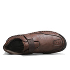 Men's Genuine Leather Walking Shoes - Slip-On, Waterproof, Wide Toe Box with Arch Support