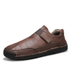 Men's Genuine Leather Walking Shoes - Slip-On, Waterproof, Wide Toe Box with Arch Support