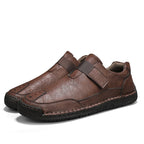 Men's Genuine Leather Walking Shoes - Slip-On, Waterproof, Wide Toe Box with Arch Support