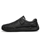 Men's Genuine Leather Walking Shoes - Slip-On, Waterproof, Wide Toe Box with Arch Support