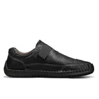Men's Genuine Leather Walking Shoes - Slip-On, Waterproof, Wide Toe Box with Arch Support