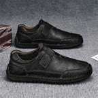 Men's Genuine Leather Walking Shoes - Slip-On, Waterproof, Wide Toe Box with Arch Support