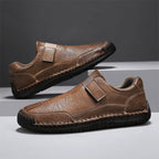 Men's Genuine Leather Walking Shoes - Slip-On, Waterproof, Wide Toe Box with Arch Support