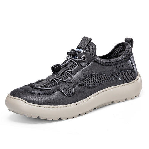 (⏰ Last Day 70% OFF 🔥)Men's Classic Leather Mesh Hiking Shoes - Slip-On, Breathable, Slip-Resistant, Wide Toe Box with Arch Support