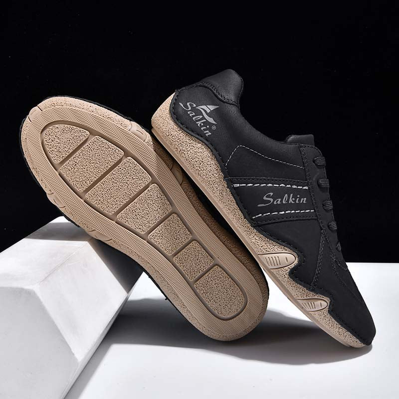Men's Comfortable Lightweight Anti-Slip Outdoor Walking Work Sneakers - Lace-Up, Waterproof, Wide Toe Box with Arch Support