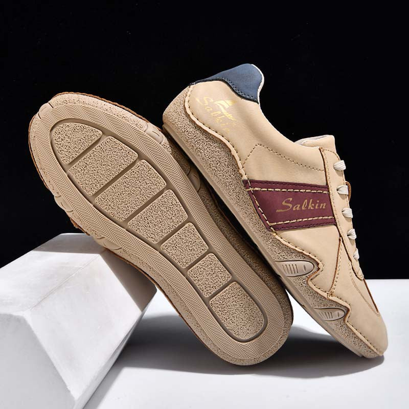 Men's Comfortable Lightweight Anti-Slip Outdoor Walking Work Sneakers - Lace-Up, Waterproof, Wide Toe Box with Arch Support