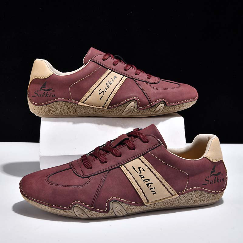 Men's Comfortable Lightweight Anti-Slip Outdoor Walking Work Sneakers - Lace-Up, Waterproof, Wide Toe Box with Arch Support