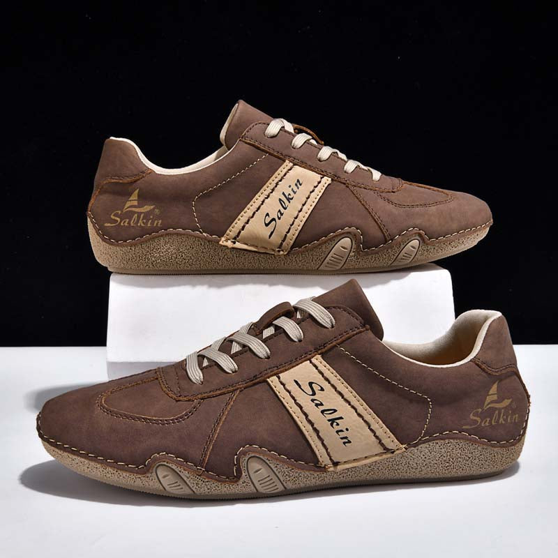 Men's Comfortable Lightweight Anti-Slip Outdoor Walking Work Sneakers - Lace-Up, Waterproof, Wide Toe Box with Arch Support