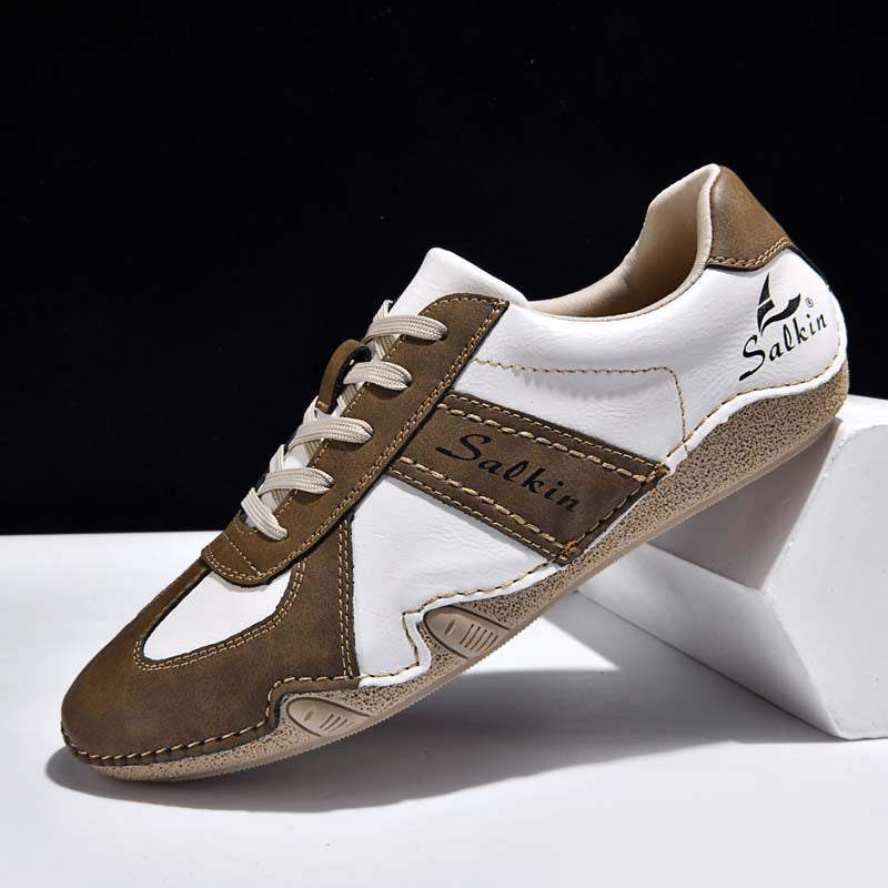 Men's Comfortable Lightweight Anti-Slip Outdoor Walking Work Sneakers - Lace-Up, Waterproof, Wide Toe Box with Arch Support