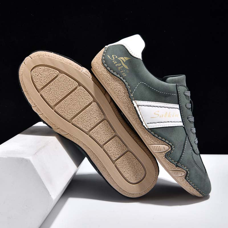 Men's Comfortable Lightweight Anti-Slip Outdoor Walking Work Sneakers - Lace-Up, Waterproof, Wide Toe Box with Arch Support