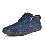Men's Genuine Leather Suede Casual Boots - Side Zipper, Waterproof, Wide Toe Box with Arch Support