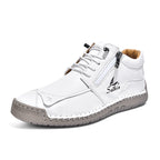 Men's Genuine Leather Suede Casual Boots - Side Zipper, Waterproof, Wide Toe Box with Arch Support