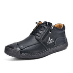 Men's Genuine Leather Suede Casual Boots - Side Zipper, Waterproof, Wide Toe Box with Arch Support
