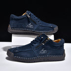 Men's Genuine Leather Suede Casual Boots - Side Zipper, Waterproof, Wide Toe Box with Arch Support