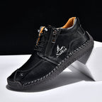 Men's Genuine Leather Suede Casual Boots - Side Zipper, Waterproof, Wide Toe Box with Arch Support