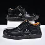 Men's Genuine Leather Suede Casual Boots - Side Zipper, Waterproof, Wide Toe Box with Arch Support