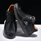 Men's Genuine Leather Suede Casual Boots - Side Zipper, Waterproof, Wide Toe Box with Arch Support