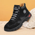 Men's Suede Work Boots - Lace-Up, Waterproof, Wide Toe Box with Arch Support