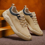 Men's Mixed Suede Casual Boots - Lace-Up, Waterproof, Wide Toe Box with Arch Support