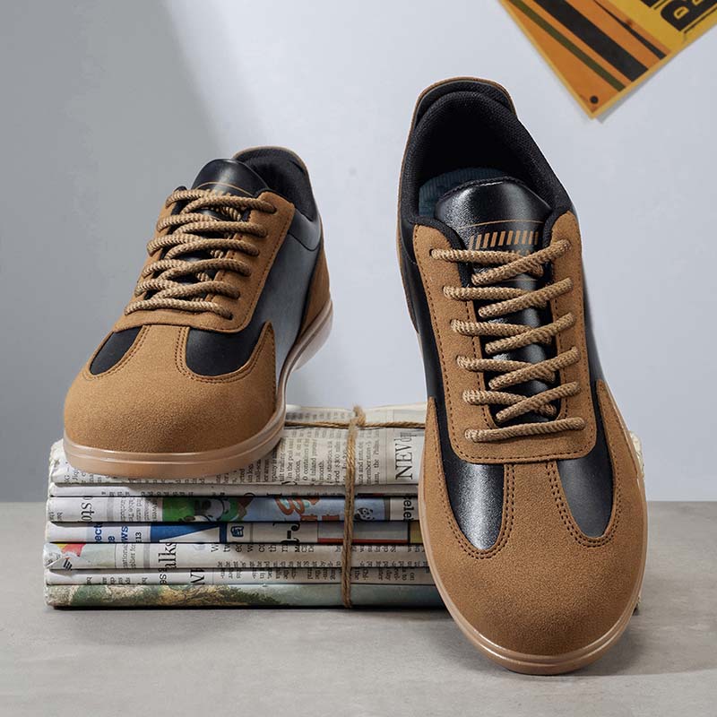Men's Mixed Material Casual Boots - Lace-Up, Waterproof, Wide Toe Box with Arch Support