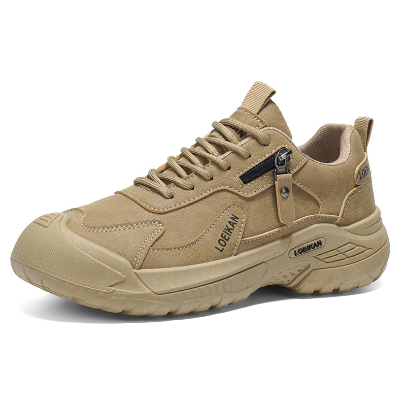 Men’s Waterproof Suede Hiking Shoes for Tired Feet | Wide Toe Box, Arch Support & Non-Slip Grip for Work, Trails & Wet Weather