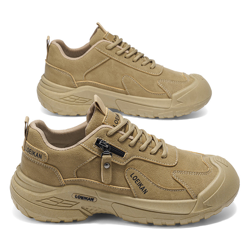 Men’s Waterproof Suede Hiking Shoes for Tired Feet | Wide Toe Box, Arch Support & Non-Slip Grip for Work, Trails & Wet Weather