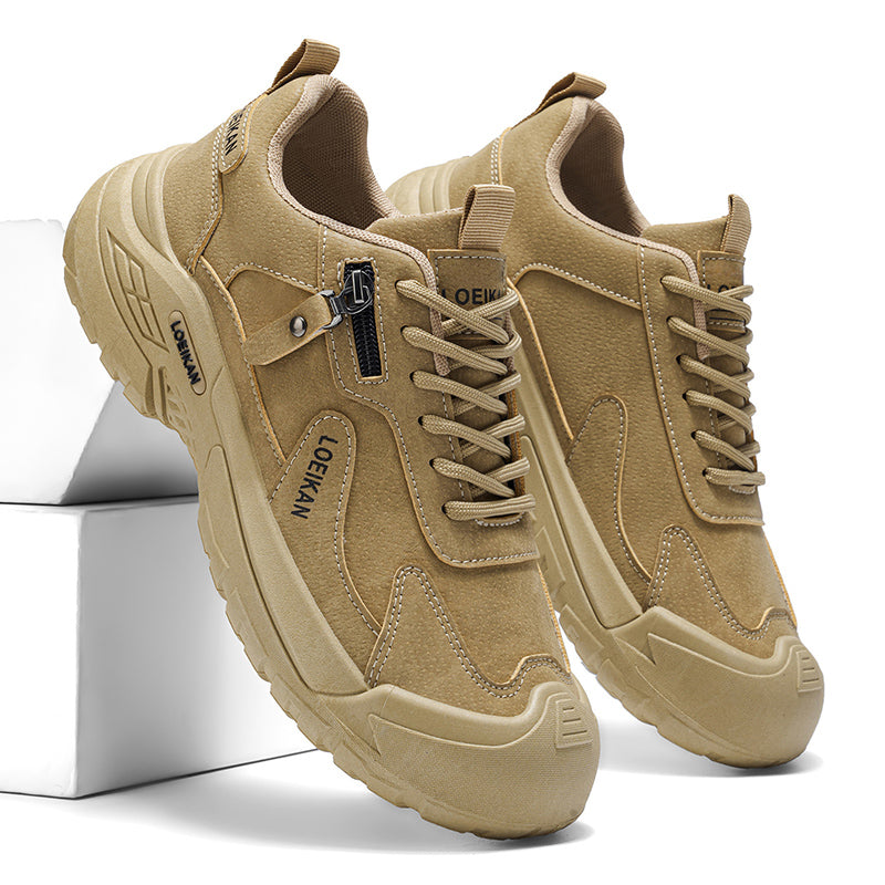 Men’s Waterproof Suede Hiking Shoes for Tired Feet | Wide Toe Box, Arch Support & Non-Slip Grip for Work, Trails & Wet Weather