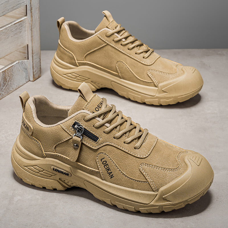 Men’s Waterproof Suede Hiking Shoes for Tired Feet | Wide Toe Box, Arch Support & Non-Slip Grip for Work, Trails & Wet Weather