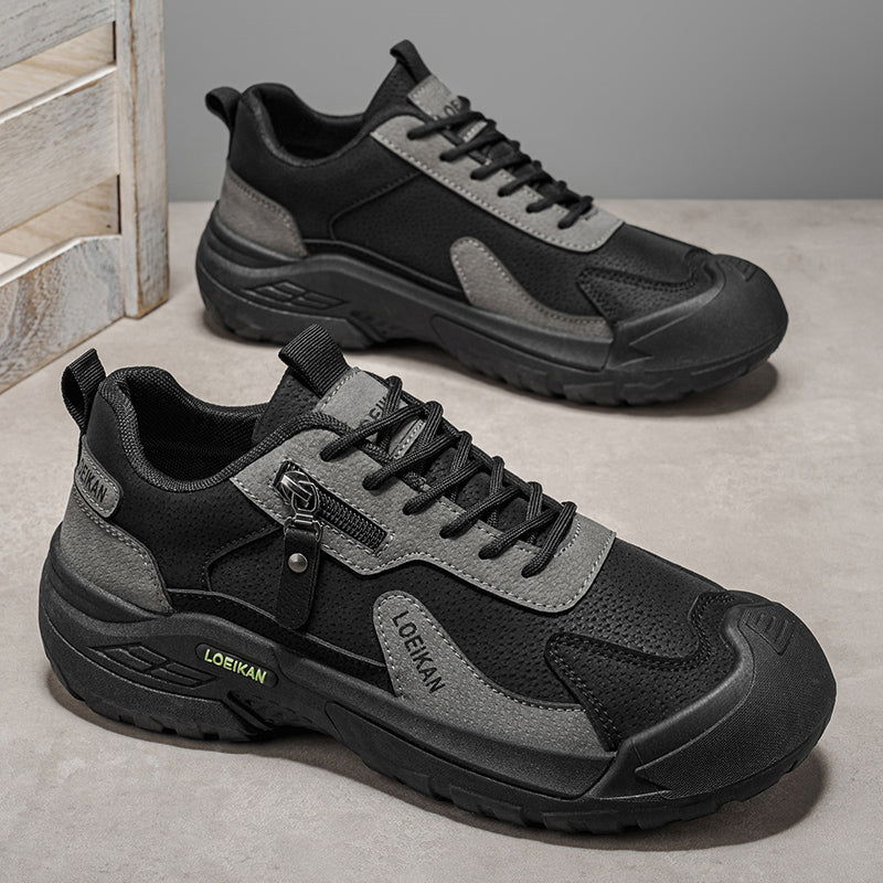 Men’s Waterproof Suede Hiking Shoes for Tired Feet | Wide Toe Box, Arch Support & Non-Slip Grip for Work, Trails & Wet Weather