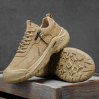 Men’s Waterproof Suede Hiking Shoes for Tired Feet | Wide Toe Box, Arch Support & Non-Slip Grip for Work, Trails & Wet Weather