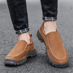 Men's Orthopedic Genuine Leather Relaxed-Fit Slip-On Loafer for Diabetics, Arch Support Hiking Shoes for  everyday casual wear