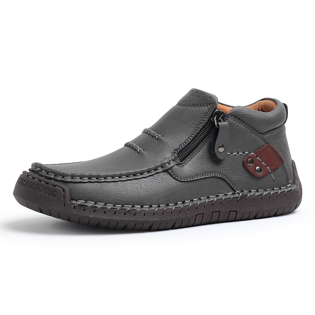 ⏰Limited Time Sale 70% OFF-Men’s Handmade Premium Leather Slip-On Driving Boots – Wide Toe, Arch Support, Waterproof, Pressure Relief, Non-Slip Sole for Casual, Travel & Outdoor