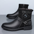 Men’s Orthopedic Motorcycle Handmade Boot–Pressure Relief, Waterproof, Slip-Resistant, Wide Toe, Arch&Ankle Support