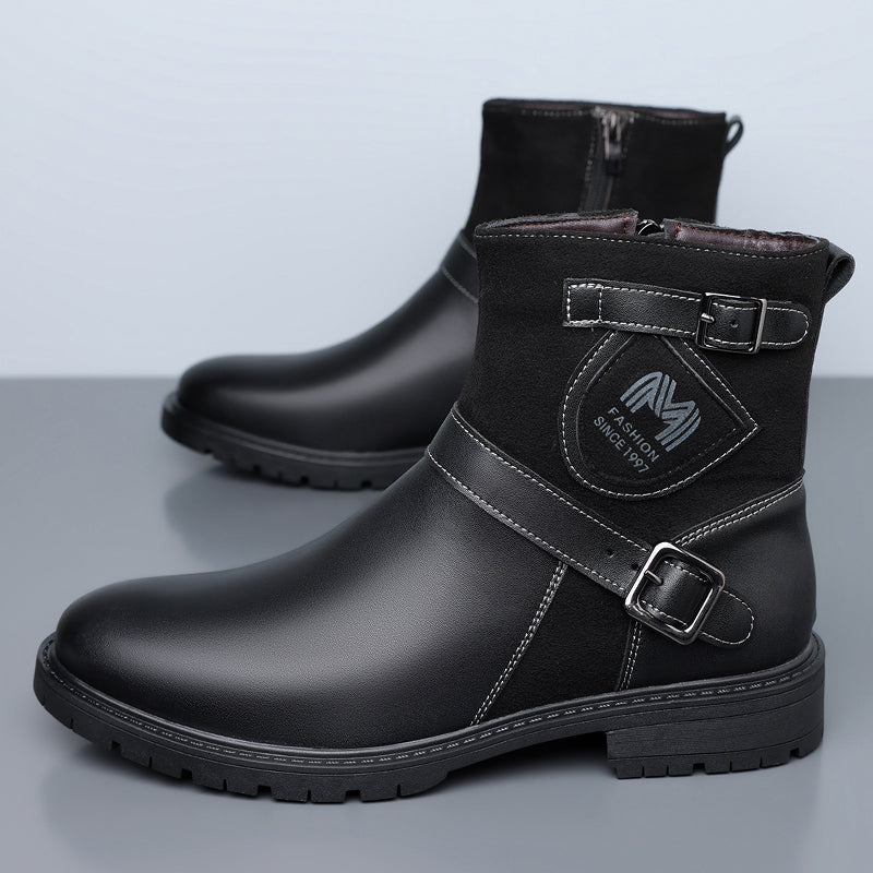 Men’s Orthopedic Motorcycle Handmade Boot–Pressure Relief, Waterproof, Slip-Resistant, Wide Toe, Arch&Ankle Support