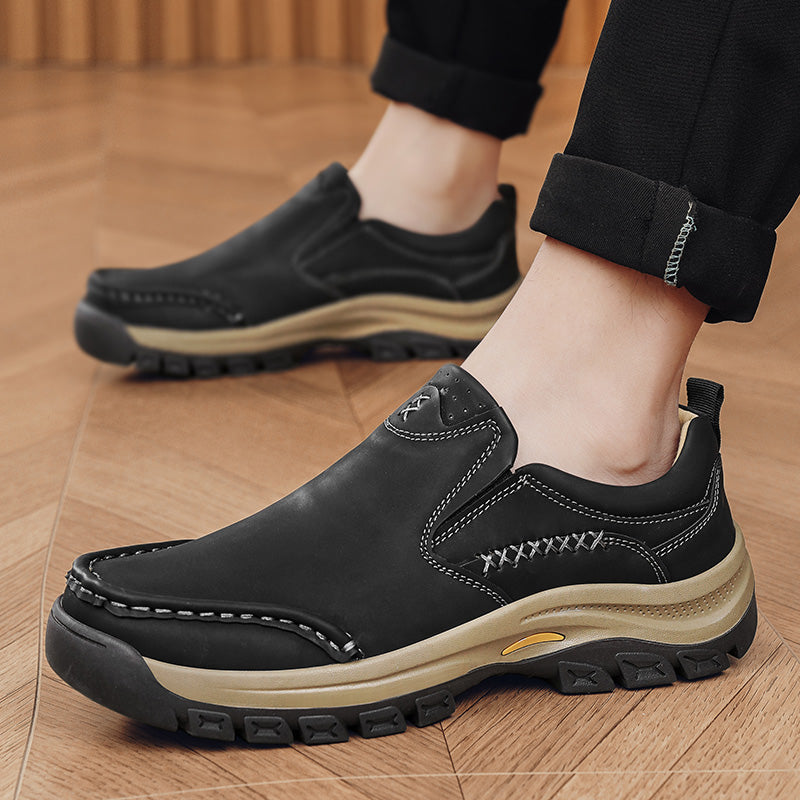 Men’s Handmade Leather Work Shoes – Arch Support, Wide Toe Box, Breathable Lining, Lightweight Protective & Slip-Resistant for Outdoor Work