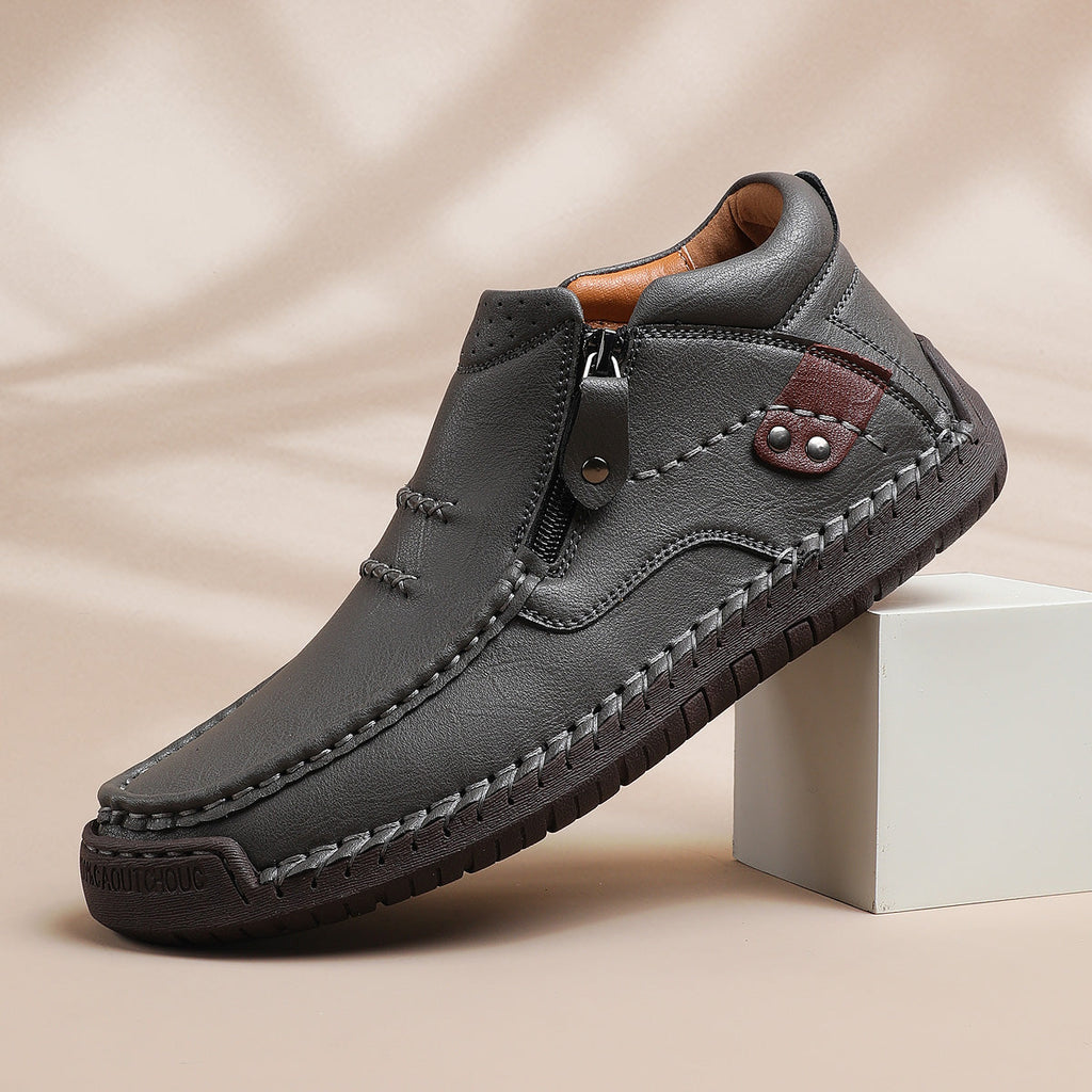 ⏰Limited Time Sale 70% OFF-Men’s Handmade Premium Leather Slip-On Driving Boots – Wide Toe, Arch Support, Waterproof, Pressure Relief, Non-Slip Sole for Casual, Travel & Outdoor